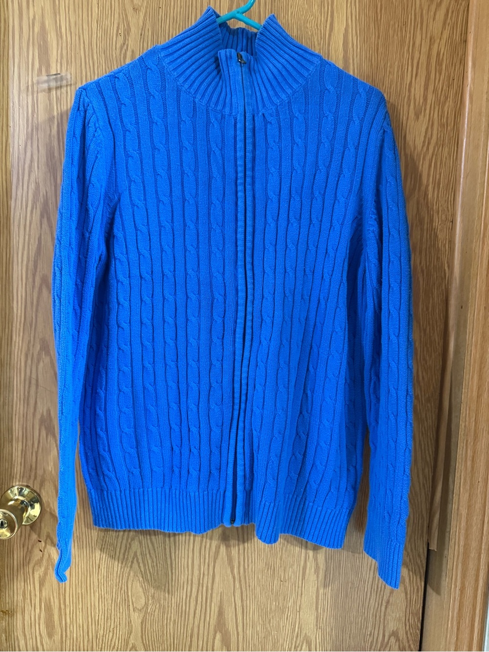 Kim Rogers Electric Blue Cable-Knit Zip Cardigan